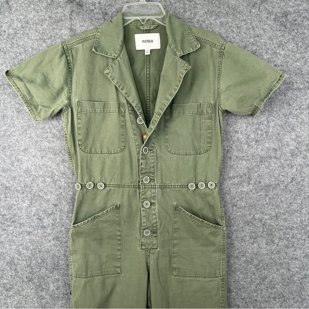 pistola Olive Green Short-Sleeve Utility Jumpsuit - Picture 3 of 15